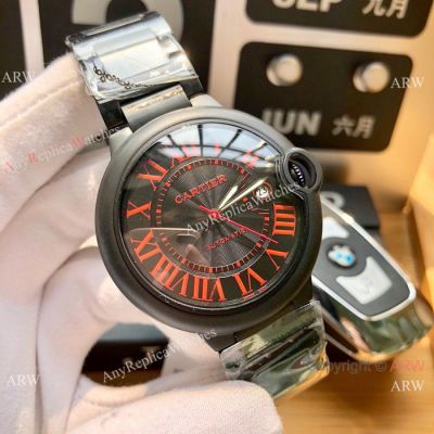 Replica Ballon Bleu De Cartier 42mm PVD Black Dial Watch Swiss 8215